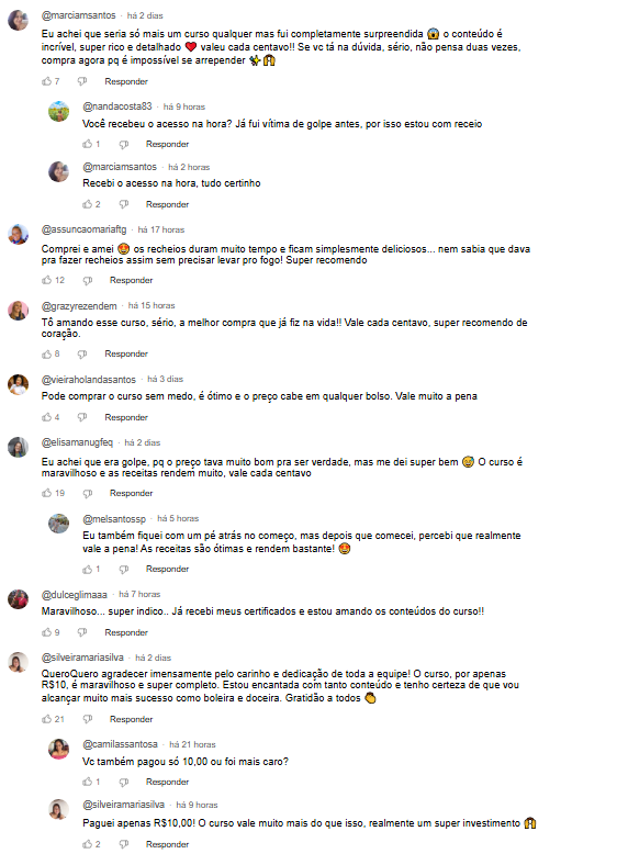 Depoimentos reais de alunas sobre os Recheios Secretos